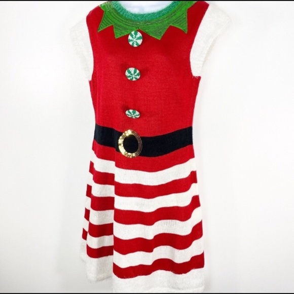 Christmas holiday embellished knit sweater dress - Picture 9 of 10